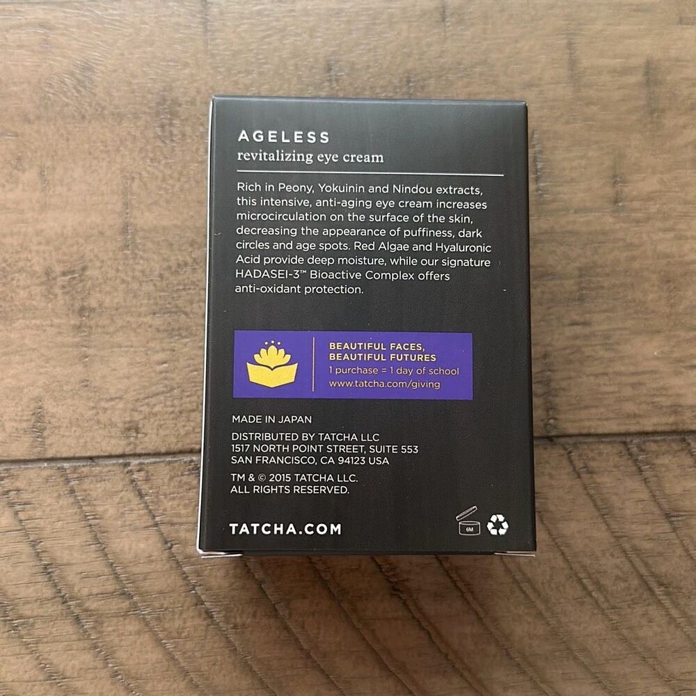Tatcha Ageless Revitalizing Eye Cream Energize Peony Yokuinin Extract 15 ml New - Picture 2 of 3